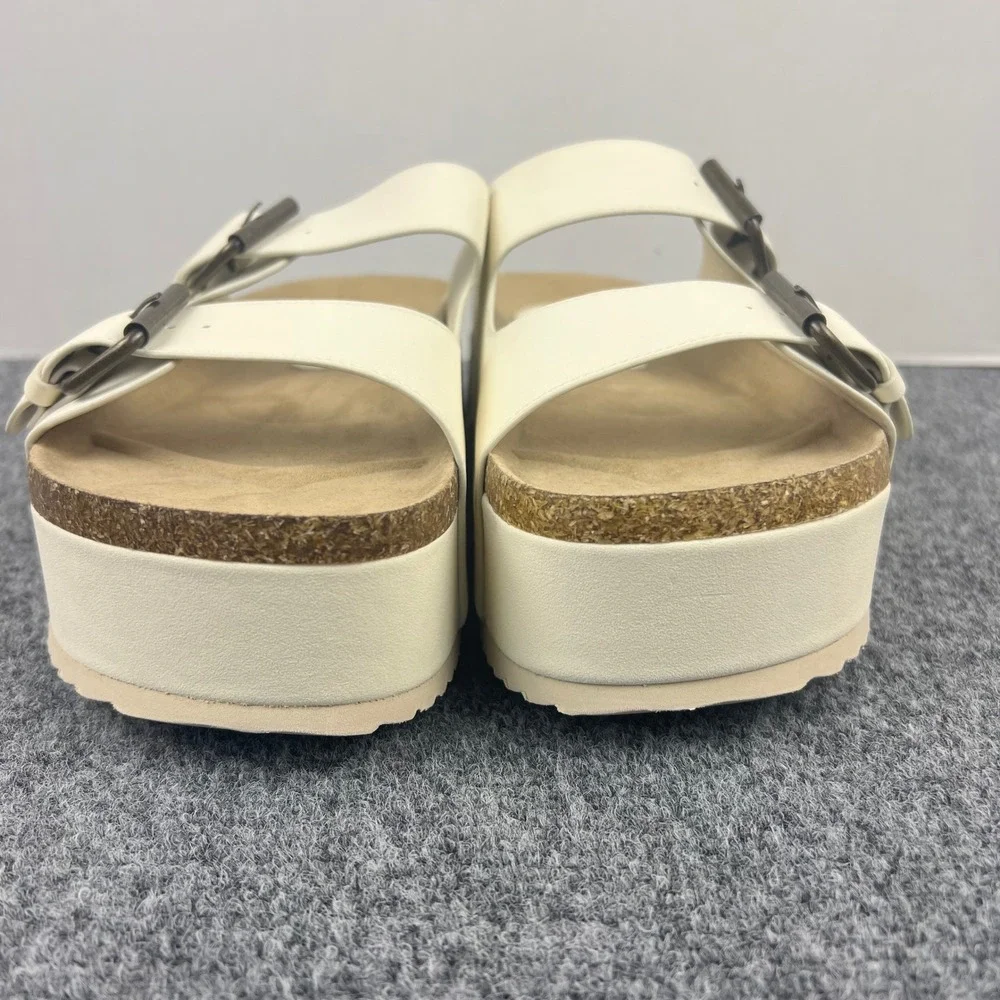 Altar'd State Cream Platform Slide s Double Buckle Studded Cork Midsole